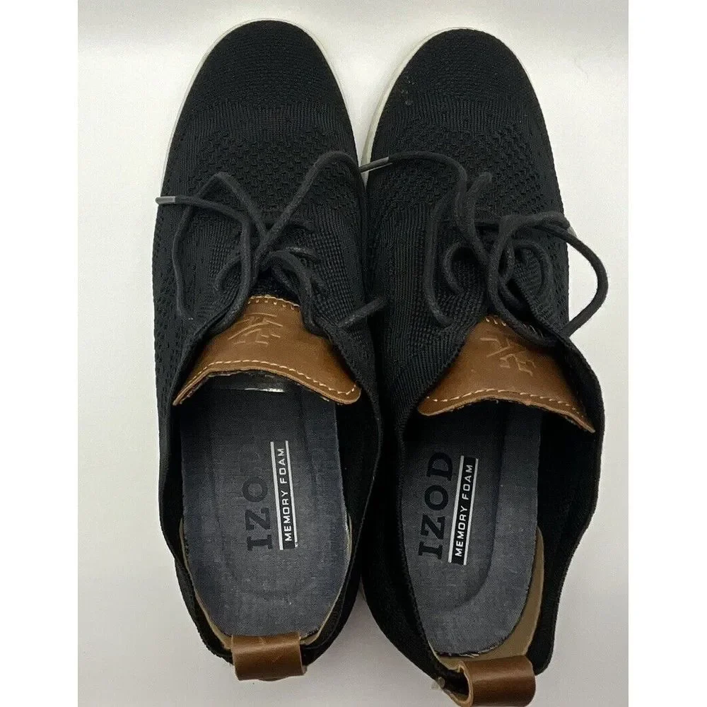 IZOD Breeze Oxford Casual Shoes for Men, Memory Foam Canvas BLACK‎